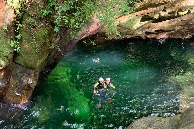 Basic Corippo Canyoning Experience in Valle Verzasca - Getting fitted with the canyoning equipment
