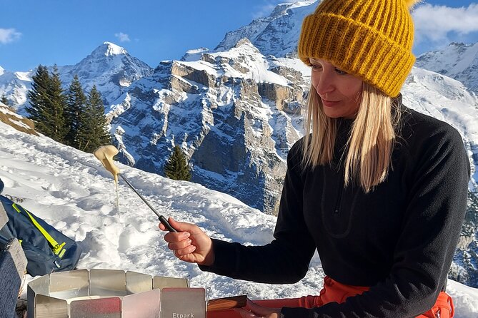 Sledding Cheese Fondue, Chocolate - Chocolate and mountain views at Männlichen