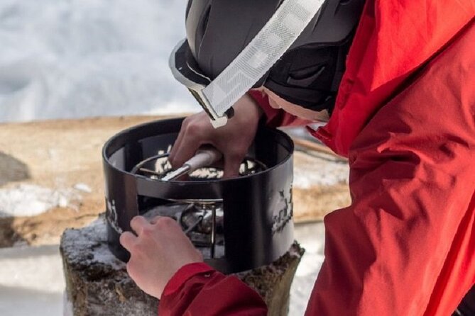 Sledding Cheese Fondue, Chocolate - Cheese fondue at a quiet mountain stop